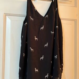 LOFT Black Sleeveless Top with Animal Print